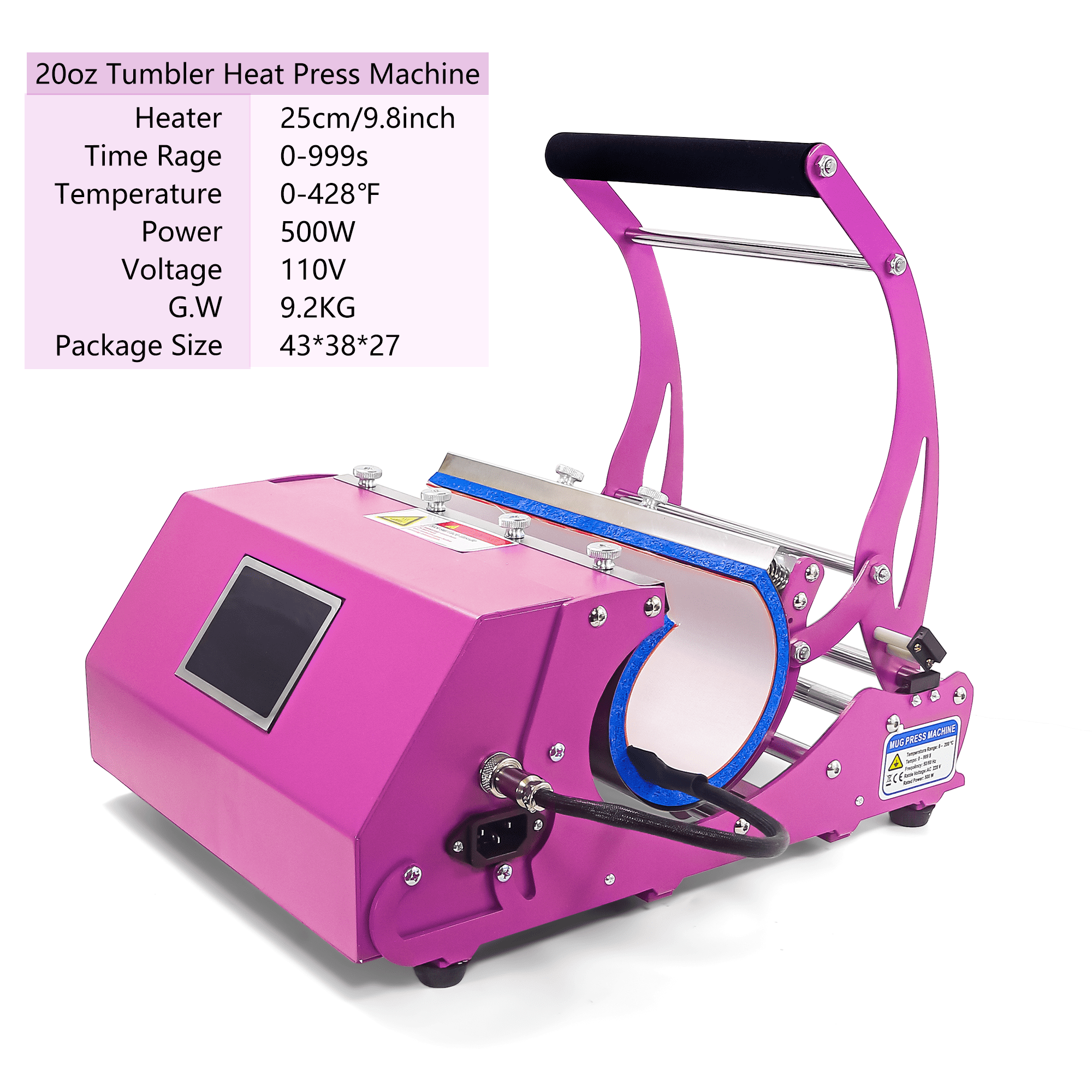 USA warehouse-10oz to 30oz Heat Tumbler Press Machine (Pink) – SWSAGE