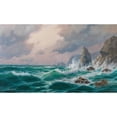 thumbnail image 2 of Max Jensen 14x10 Gold Ornate Wood Frame and Double Matted Museum Art Print Titled - Stormy Sea Before a Rocky Coast, 2 of 4