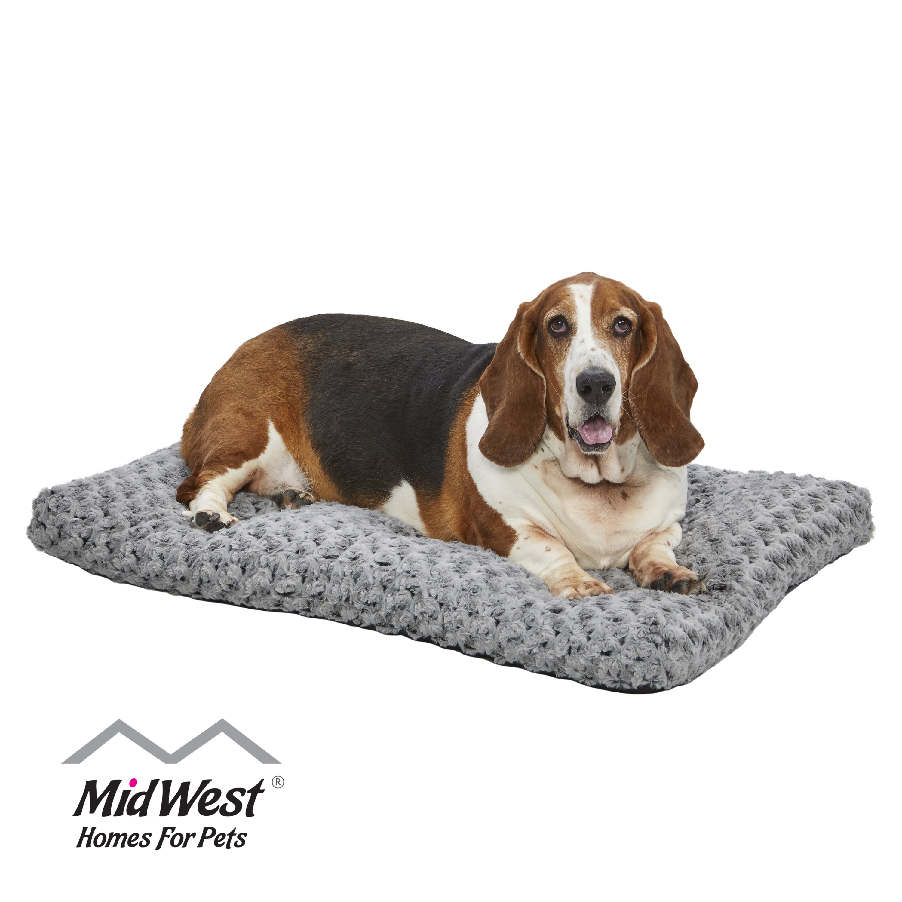 MidWest Quiet Time Dog Bed & Crate Mat, Deluxe Ombre Swirl, 36", Gray