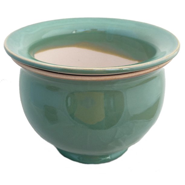 Self Watering Glazed Ceramic Pot plus Felt Feet Sage 6 1/2" x 5