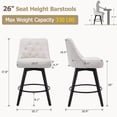 thumbnail image 3 of Bar Stools Set de 2 Moderno Swivel Counter Altura Bar Stools con Back y Madera Legs Unholstered Barstools para Kitchen Island 26 Inch Altura Seat-Linen Beige, 3 of 7