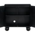 thumbnail image 5 of Nathan James Leah Boho Entryway Storage Cabinet or Sideboard Cabinet for Kitchen or Living Room with Ball-Style Feet, Natural Seagrass Door Fronts and Solid Wood Legs, Black, 5 of 6