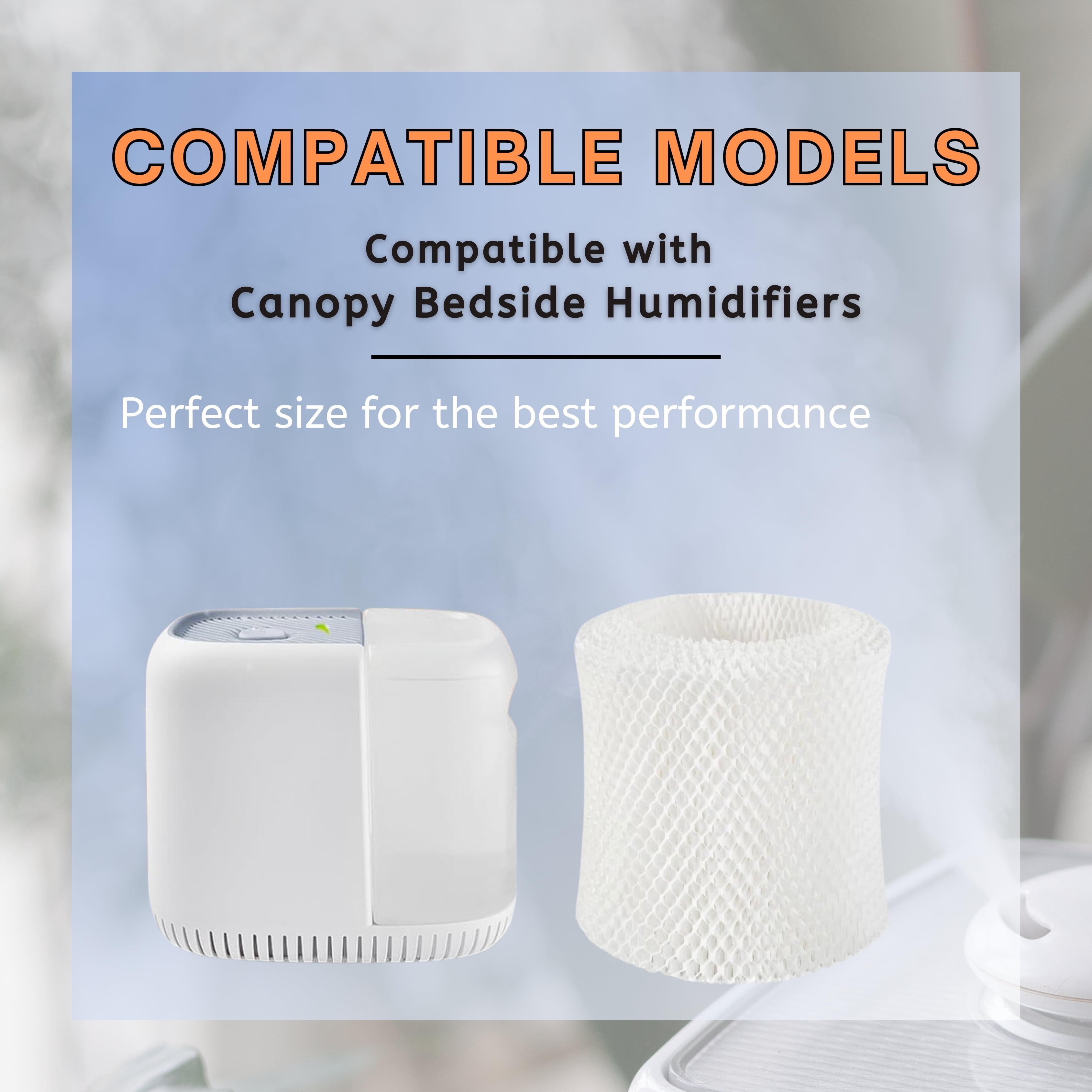 Nispira Bedside Wick Humidifier Filter Replacement for Canopy Bedside Humidifier, Long-Last Wood Pulp, 6 Packs