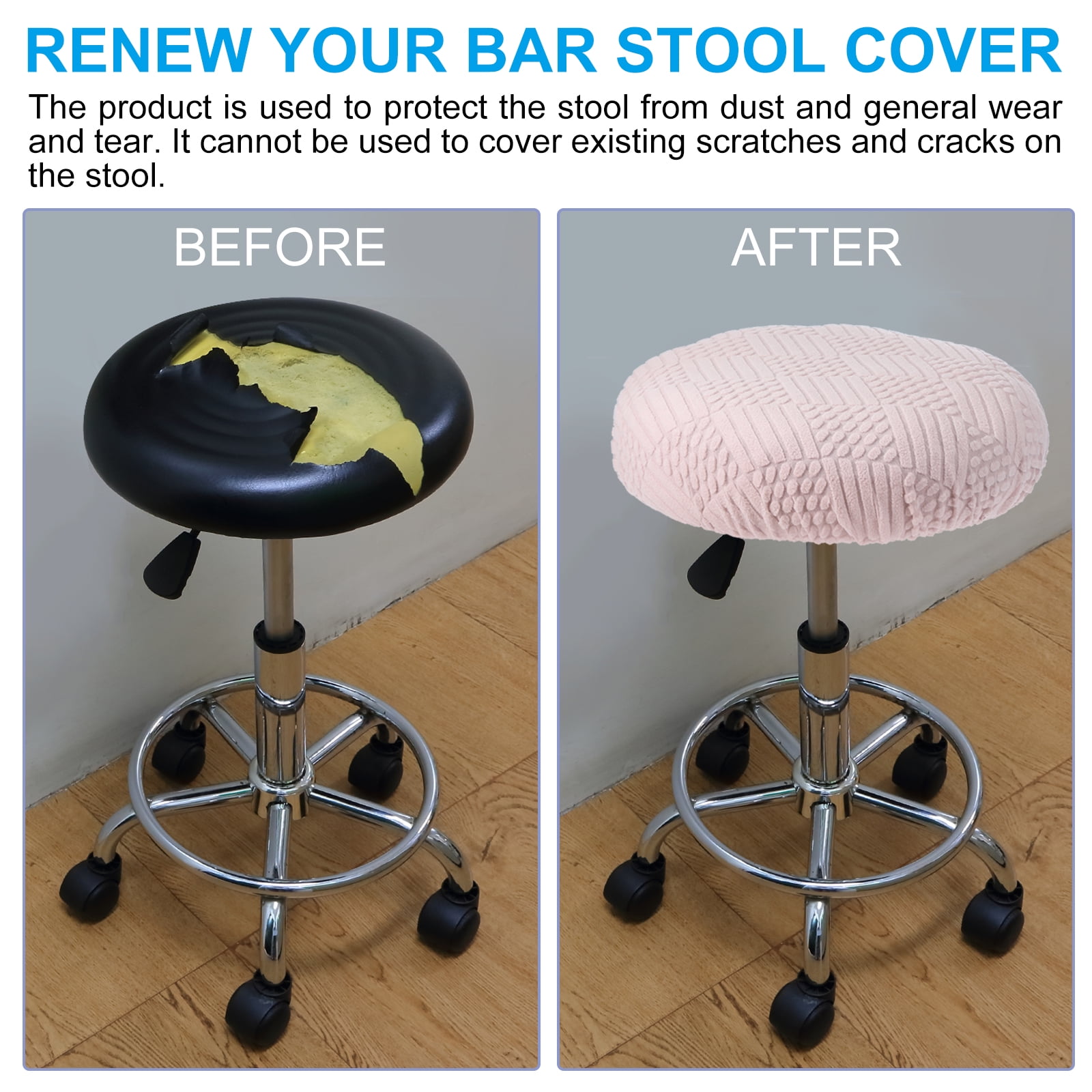 Unique Bargains Elastic Stool Cushion Slipcover Stretchy Chair Bar Stool Covers Dark Gray