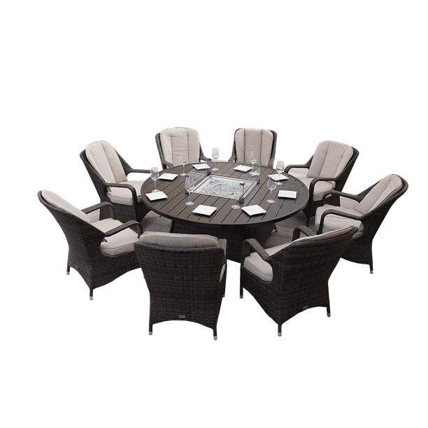 Direct Wicker 8 Seat Round Gas Fire Pit, 8 Seat Round Dining Table