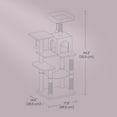 thumbnail image 5 of LEDREM 44.1-Inch Multi-Level Cat Tree with Hammock, 2 Perches & Cave, 4 Scratching Posts & Pompoms for Indoor Cats, Light Gray, 5 of 6