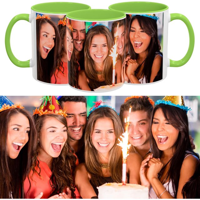 Custom Mug with One Wrap Picture or Text, Personalized Mug, Microwave & Dishwasher Safe Ceramic Mug, 11oz