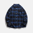 thumbnail image 5 of ZCFZJW Mens Plaid Shirts Casual Long Sleeve Button Down Cotton Leisure Shirt Lightweight Thin Flannel Jackets Tops Outwear with Pockets Z#01-Dark Blue XXL, 5 of 5