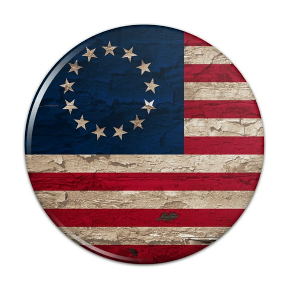 Rustic Betsy Ross 1776 Distressed American Flag Pinback Button Pin
