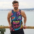 thumbnail image 6 of Gukieu Neon Graffiti Urban Art Print Men's Quick Dry Fitness Vest, Round Neck Sleeveless Fitness Bodybuilding Top-XX-Large, 6 of 7