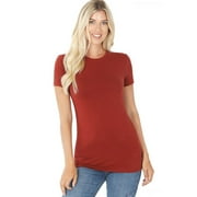 GT3008 Zenana Outfitters Short Sleeve T Shirt Basic Plain Solid Top Crew Neck Cotton/Spandex