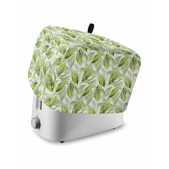 Spring Toaster Cover 2 Slice, Green Lily of The Valley Flower Bread Maker Cover Toaster Dust Cover with Pockets, Dust-Proof Cover for Kitchen Small Appliance 12x7.5x8in