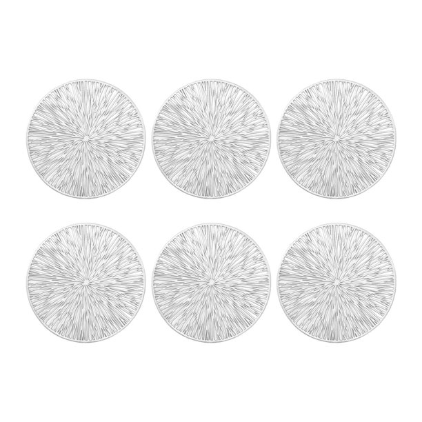 Juego de 6 posavasos de 4 pulgadas, apilables, ligeros, aislantes y reutilizables. Plata