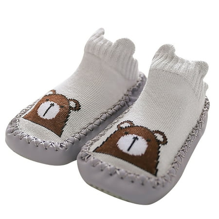 

Qcmgmg Spring Summer Fall Infant Baby Floor Socks Toddler 0-2Y Slippers Children Non-Slip Cartoon First Walkers