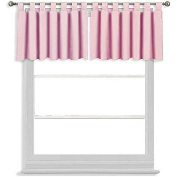 Tab Top Blackout Valance Curtains Panel Drapes Baby Pink 40 Wide by 12 Long - 1 Panel