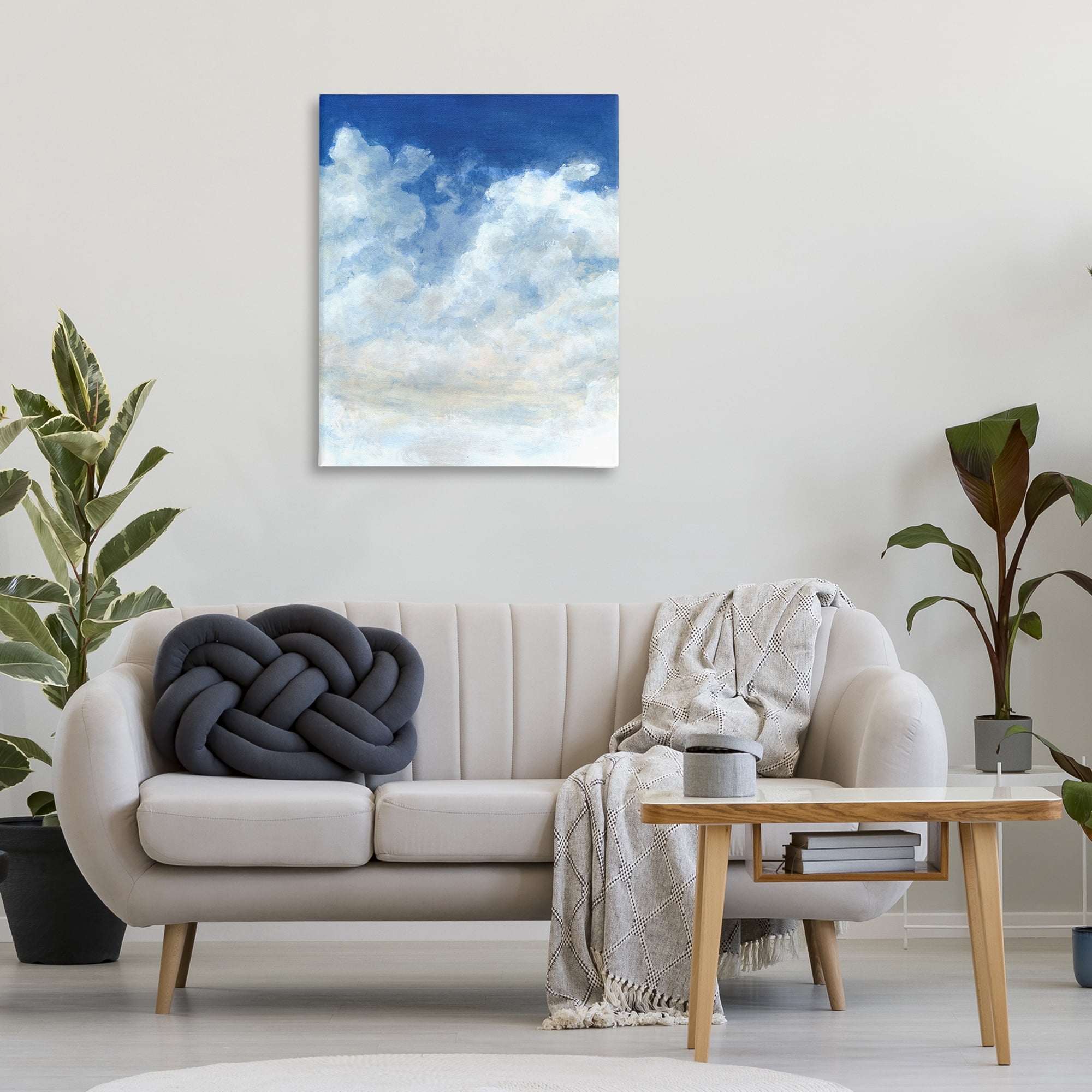 Stupell Industries Full Clouds in Blue Sky Landscape & Nature Painting Wrapped Canvas Art Print Wall Art, 30 x 40