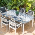 thumbnail image 2 of Blue Coastal Starfish Table Cloths for 5 Foot Rectangle Tables, Beach Nautical Shell Eucalyptus Ocean Patio Waterproof Elastic Fitted Tablecloths, Washable Rectangular Table Cover for Camping, 2 of 8