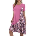 thumbnail image 3 of JuneFish Women's Summer Short Sleeve Casual Dress Patchwork Design Dress with Pockets, 3 of 6
