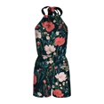 thumbnail image 6 of Women's Halter Romper Floral Print Sleeveless Short Jumpsuit Summer Beach One Piece Backless Loose Fit Jumpsuits M, 6 of 7
