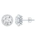 thumbnail image 4 of Rosec Jewels Lab Created Diamond Round Stud Earrings (Ef-Vs Quality) - Classic Halo Earrings with Screw Back, 18K White Gold, 4 of 7