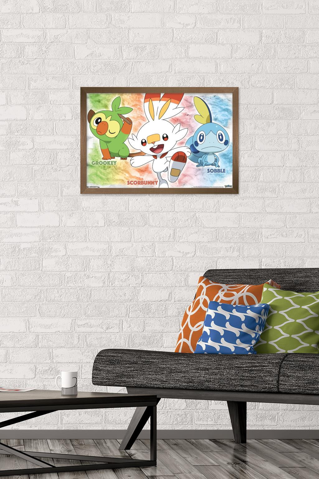 Pokemon: Sword and Shield - Group Wall Poster, 14.725" x 22.375", Framed