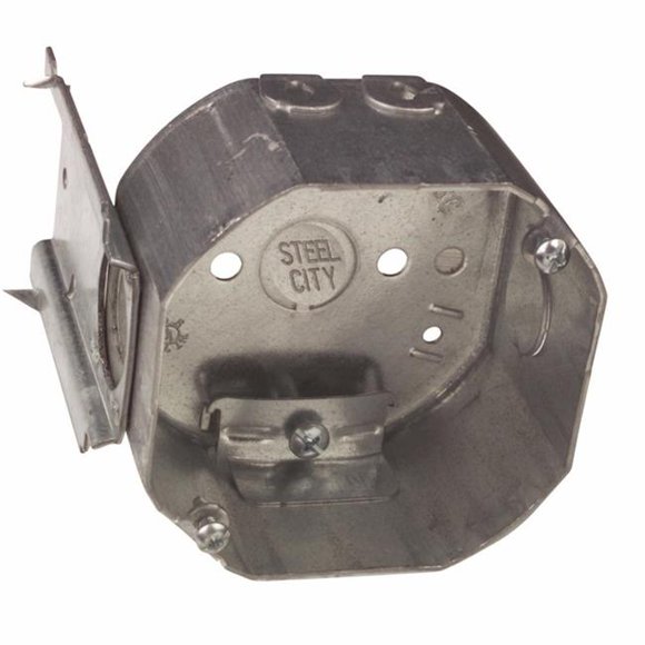 Steel City 3820669 4 in. Octagon Galvanized Steel Electrical Ceiling Box, Silver