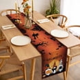thumbnail image 3 of Burnt Orange Halloween Table Runner - 120 Inch Long, Kitchen Dining Table Runner Dresser Scarves, Horror Gnomes Pumpkin Black Cat Farmhouse Decor for Coffee Tables Wedding Party Banquet, 3 of 8