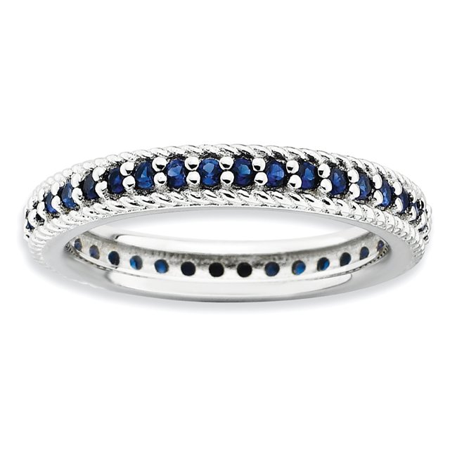 Sterling Silver Stackable Expressions Polished Cr. Sapphire Eternity Ring Size 5