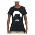 thumbnail image 2 of Wild Bobby, White Parks and Rec Fans Ron Swanson Mustache Face Silhouette, Pop Culture, Women Graphic Tee, Black, X-Large, 2 of 4