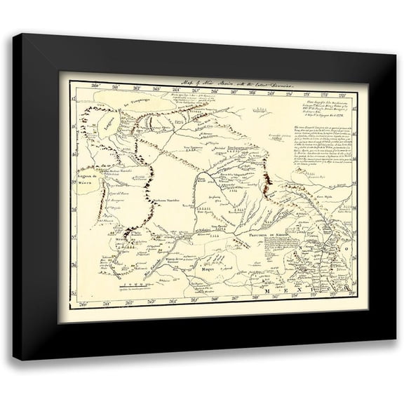 de Miera y Pacheco 14x11 Black Modern Framed Museum Art Print Titled - New Mexico Territory - de Miera y Pacheco 1778