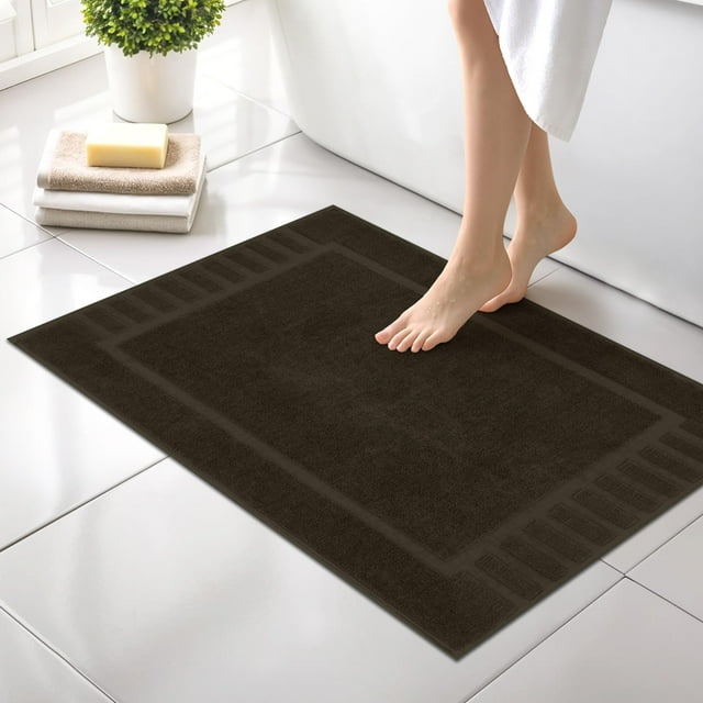Canadian Linen Imperial Bathmats, 2 Pack, 20"x30", Soft Absorbent Lightweight Quick Dry Washable Cotton Bath Shower Mat with Piano Keys Design, Brown