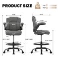 thumbnail image 2 of HYSpacerX 500 LBS Big & Tall Ergonomic High Back Leather Office Chair, Adjustable Height Flip-Up Armrest Executive Computer Chair for Standing & Counter Height Desk, Grey, 2 of 7