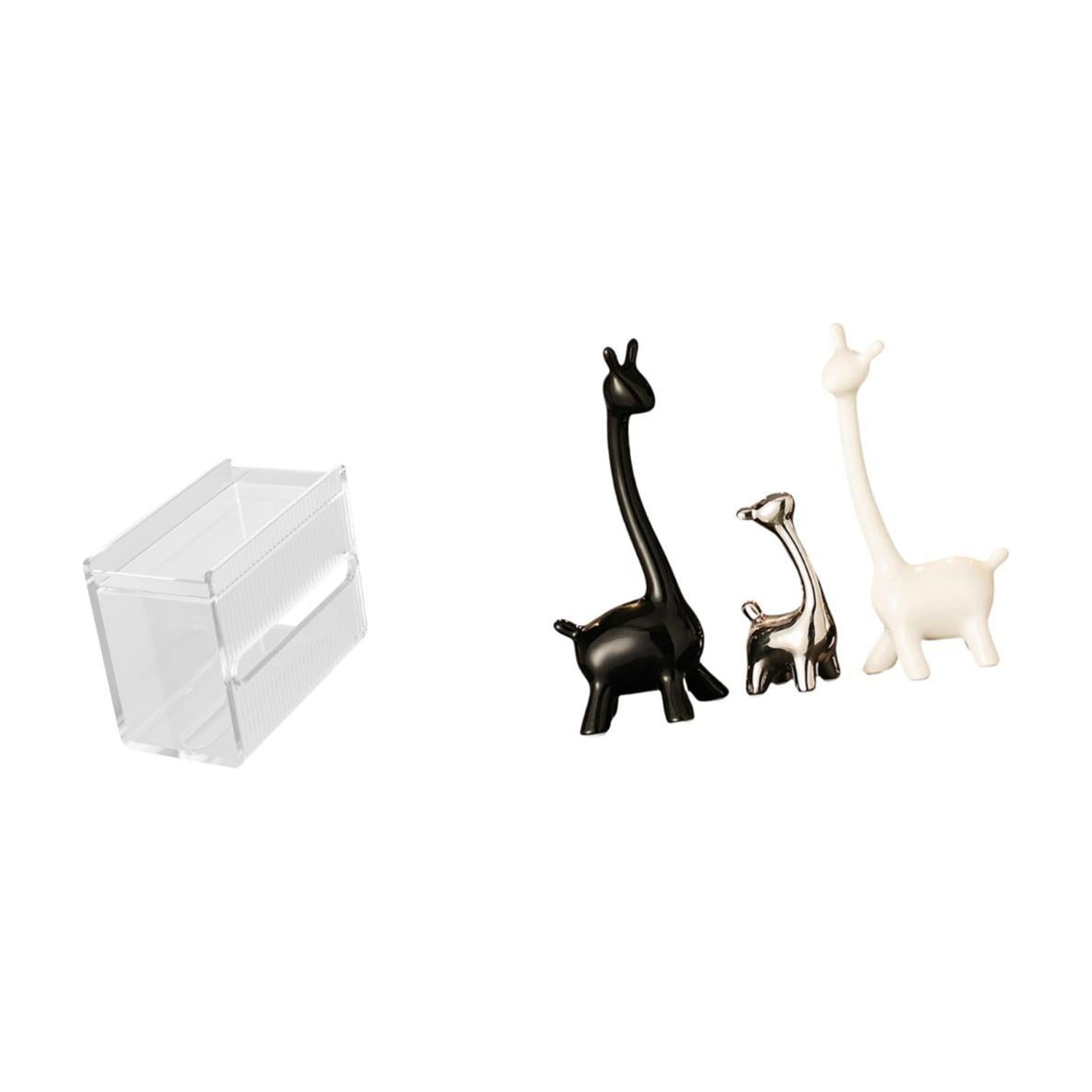 Fiocias Acrylic Toilet Paper Storage Box Modern Paper Towel Dispenser Wall Mounted Toilet Tissue Paper Holder Giraffe Figurines Ceramic Statue Furnishing Tabl
