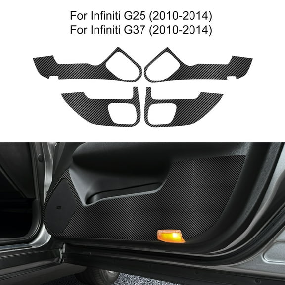 Car Door Kick Guards Carbon Fiber Pattern for 2010-2014 Infiniti G25 G37 Car Interior Protection Accessories, Black