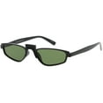 thumbnail image 2 of Geometric Rectangle Sunglasses Raised Nose Bridge Neutral Colored Lens 52mm (Black / Green), 2 of 4