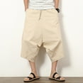 thumbnail image 4 of Zylarhe Casual Pants for Men, Men Summer Casual Mid Waist Loose Cropped Harem Pants With Pockets Khaki XXXXL, 4 of 7