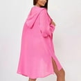 thumbnail image 6 of Women's Long Sleeve Beach Cover Up, UPF Sun Protection Hooded Cardigan, Bikini Cover Shirt for Swimming, Sports and Casual Wear Pink A, 6 of 6