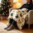 thumbnail image 4 of Christmas Print Throw Blanket, Festive Holiday Pattern Cover, Soft Cozy for Sofa Couch Bed Home Decor, 4 of 6