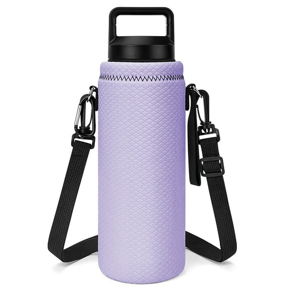 Linkidea Water Bottle Carrier with Strap Compatible with YETI Rambler Bottle 26oz/36oz, Waterbottle Sling Bag Holder with Shoulder Strap, Light Purple