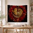 thumbnail image 5 of Spotted Leopard Curled Among Red Roses on a Black Background, Romantic Fantasy for Animal Lovers, Dark Floral Wall Art, Housewarming Gift, Tapestry Wall Hanging for Bedroom and Living Room, 5 of 7