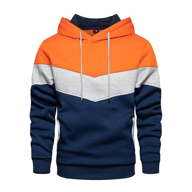 Sudadera con capucha de forro polar para hombre, estilo informal, con cordón ajustable en color contrastante y bolsillo tipo canguro.
