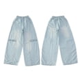 thumbnail image 6 of EnJoCho Girls Denim Jeans Wide Leg High Waist Elastic Waist Side Bow Lightweight Trousers Thin Bottoms Sizes 8-16 Summer Holiday Cute Casual Fashion Daily Wear, 6 of 9