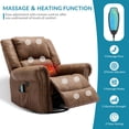 thumbnail image 3 of OUINCH Manual Swivel Glider Rocker Recliner Chair with Massage and Heat, USB Ports and 2 Side Pockets, Brown, 3 of 7