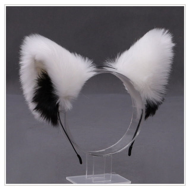Diadema con orejas de gato de animales peludos, tocado de gato, fiesta de disfraces de Halloween, suave, color 2