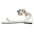 thumbnail image 2 of FSJ Women Graceful Flat Sandals Open Toe Thin Strap Gold Chain Ankle Strap Sandals Casual Summer Comfort Daily Work Party Shoes Size 6 Pale Green, 2 of 4