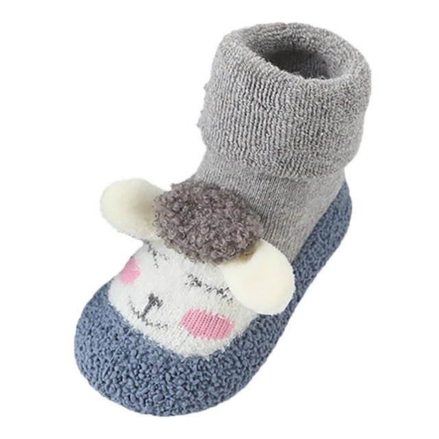 PMVFHDE Espadrilles Bébé Chaussons Maison Mignons Chauds pour Chaussures d'Intérieur Doublées Hiver Gris,3-3.5 Ans
