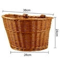 thumbnail image 6 of Walbest Wicker Hand Woven Semicircular Bicycle Front Handlebar Basket Bike Cargo Storage Container, 14.17 x 9.84 x 7.87 in, 6 of 6