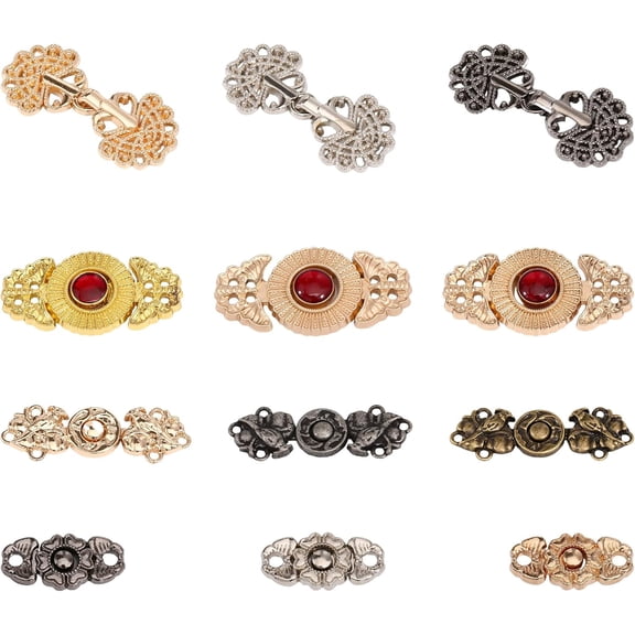 12Sets 12Styles Alloy Snap Lock Clasps Adjustable Waist Buckles for DIY Making