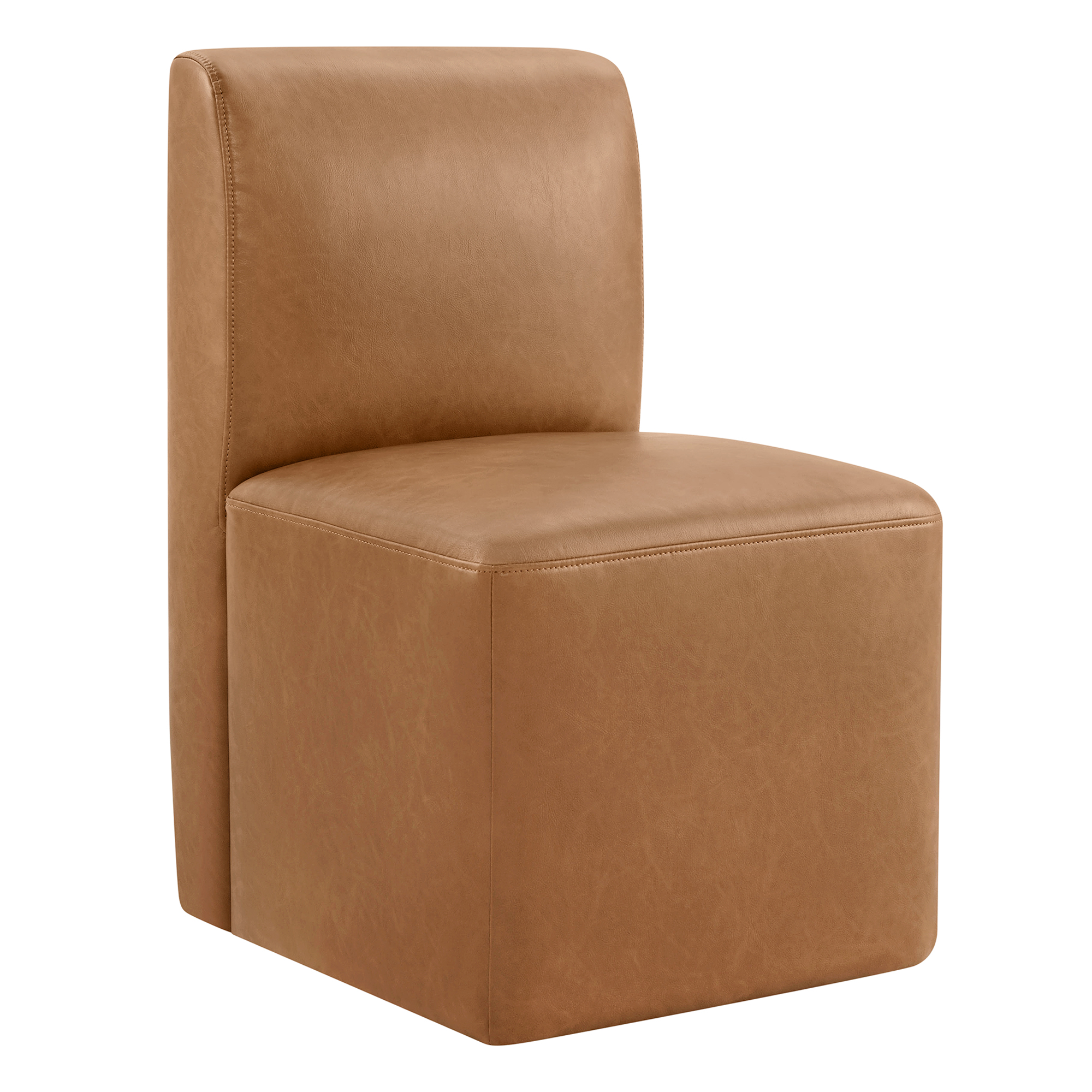 Spruce & Spring Upholstered Dining Chairs with Hidden Casters Set of 2, Cognac