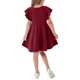 thumbnail image 4 of Odeerbi Vestido A-Line de Verano Para Niñas Vestido Con Manga Volante Acampanado Vestido de Columpio Color Sólido Manga Corta, 4 of 4